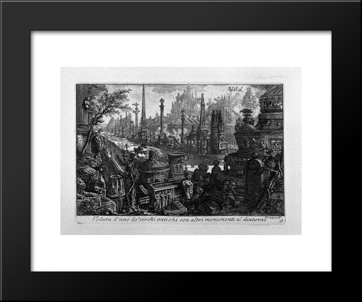 View Of One Of Monuments In Ancient Circus 20x24 Black Modern Wood Framed Art Print Poster by Piranesi, Giovanni Battista