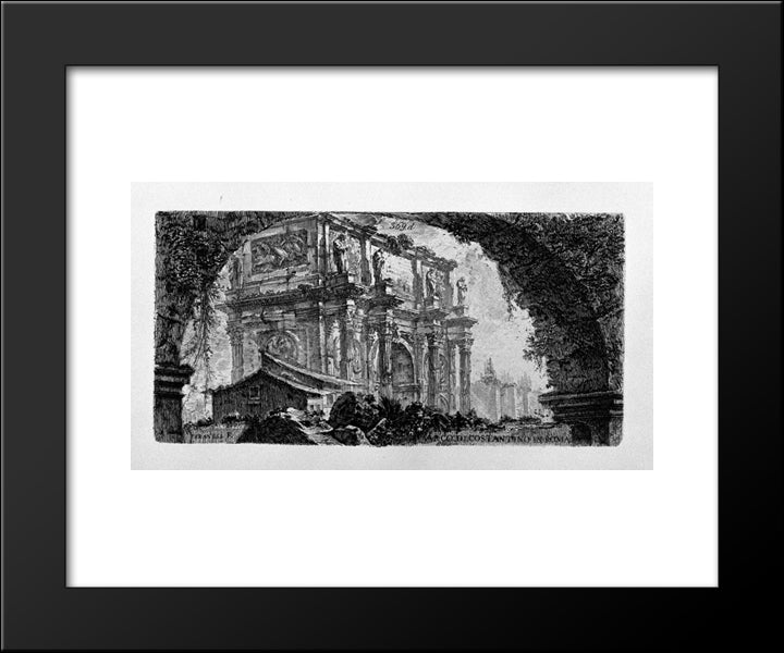 View Of The Arch Of Augustus D`Aosta (Dis Newdigate By R, F Inc Piranesi) 20x24 Black Modern Wood Framed Art Print Poster by Piranesi, Giovanni Battista