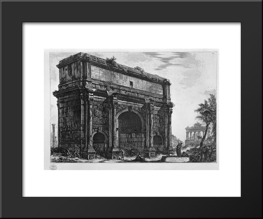 View Of The Arch Of Septimius Severus 20x24 Black Modern Wood Framed Art Print Poster by Piranesi, Giovanni Battista