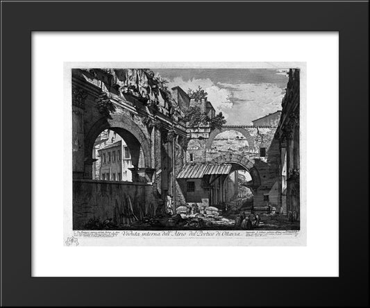 View Of The Atrium Of The Portico Of Octavia 20x24 Black Modern Wood Framed Art Print Poster by Piranesi, Giovanni Battista