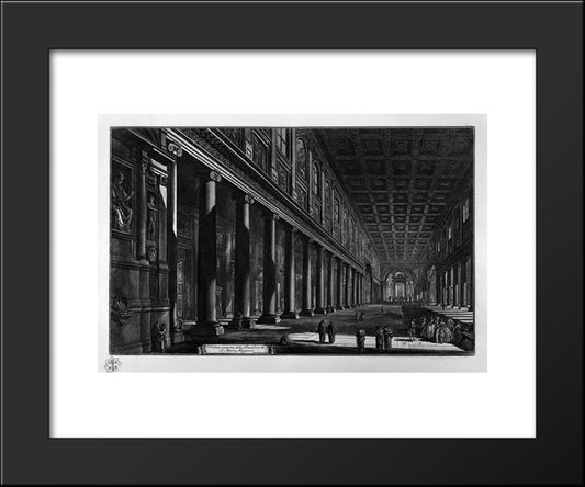 View Of The Basilica Of St. Maria Maggiore And The Two Factories Side Of That Basilica 20x24 Black Modern Wood Framed Art Print Poster by Piranesi, Giovanni Battista