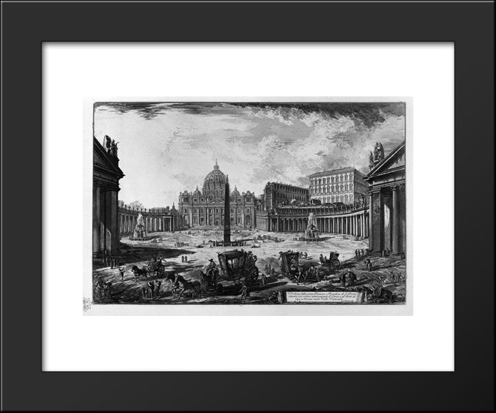 View Of The Basilica Of St. Peter`S Square At The Vatican 20x24 Black Modern Wood Framed Art Print Poster by Piranesi, Giovanni Battista