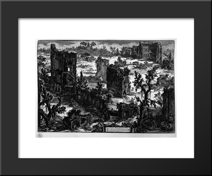 View Of The Baths Of Titus 20x24 Black Modern Wood Framed Art Print Poster by Piranesi, Giovanni Battista