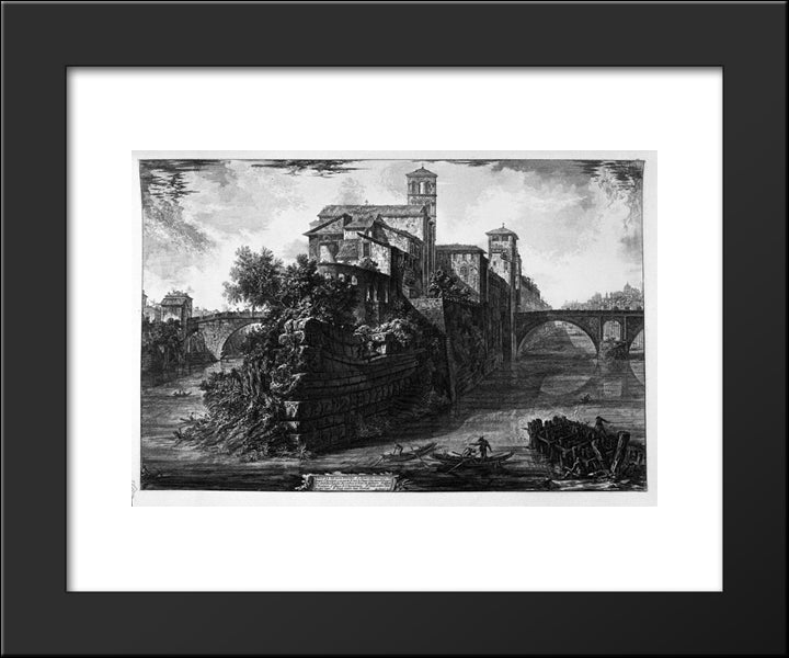 View Of The Bridge Salary 20x24 Black Modern Wood Framed Art Print Poster by Piranesi, Giovanni Battista