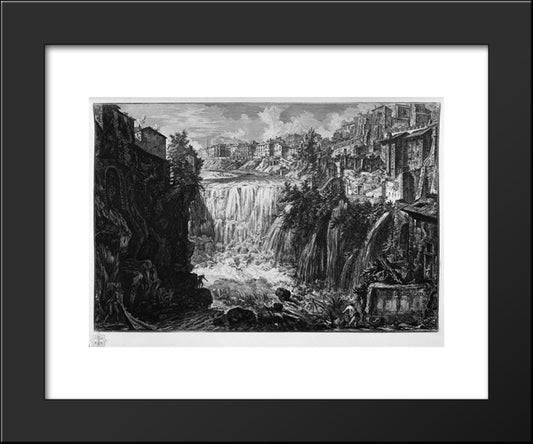 View Of The Falls Of Tivoli 20x24 Black Modern Wood Framed Art Print Poster by Piranesi, Giovanni Battista