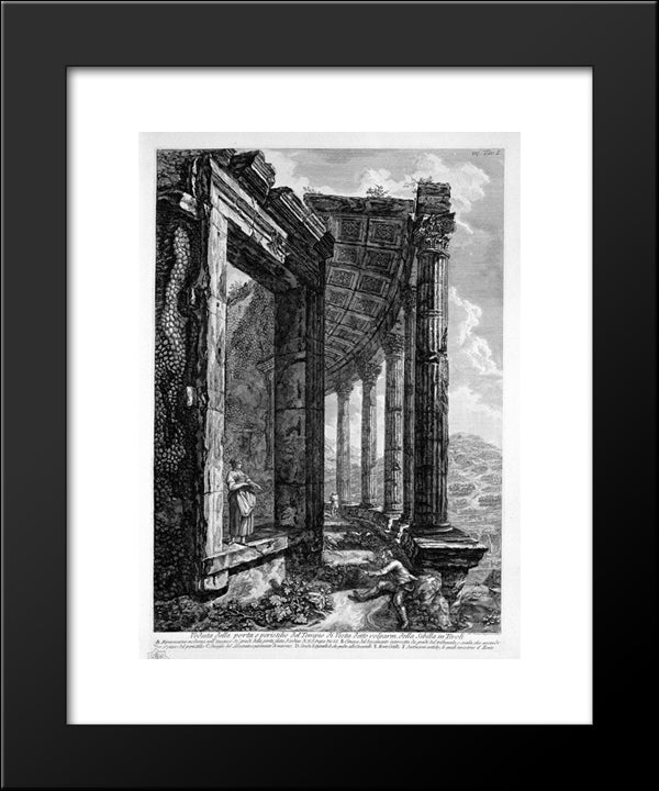 View Of The Peristyle And The Door Of The Temple Of Vesta At Tivoli Commonly Called The Sybil 20x24 Black Modern Wood Framed Art Print Poster by Piranesi, Giovanni Battista