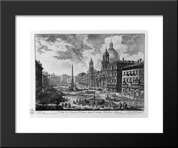 View Of The Piazza Della Rotonda 20x24 Black Modern Wood Framed Art Print Poster by Piranesi, Giovanni Battista