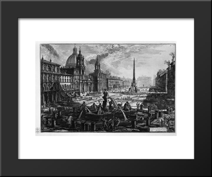 View Of The Piazza Navona On The Ruins Of The Circus Agonale 20x24 Black Modern Wood Framed Art Print Poster by Piranesi, Giovanni Battista