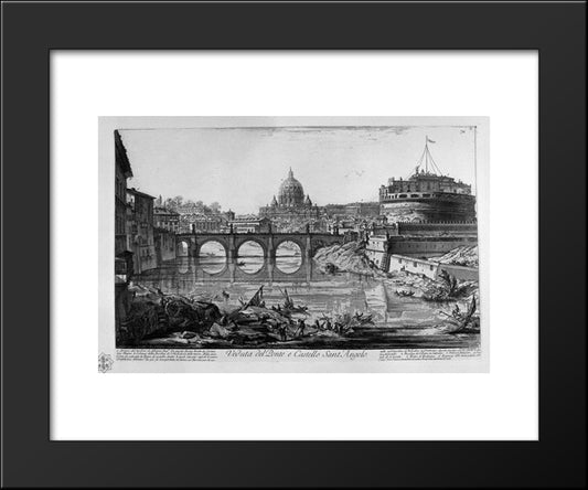 View Of The Port Of Ripa Grande 20x24 Black Modern Wood Framed Art Print Poster by Piranesi, Giovanni Battista