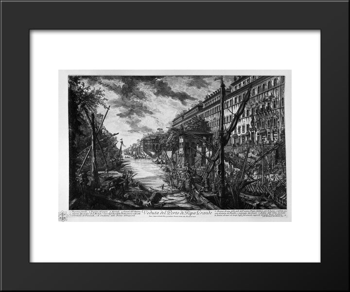 View Of The Port Of Ripetta 20x24 Black Modern Wood Framed Art Print Poster by Piranesi, Giovanni Battista