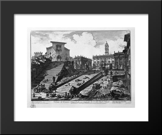 View Of The Roman Capitol, With The Staircase That Goes To The Church Of Araceli 20x24 Black Modern Wood Framed Art Print Poster by Piranesi, Giovanni Battista