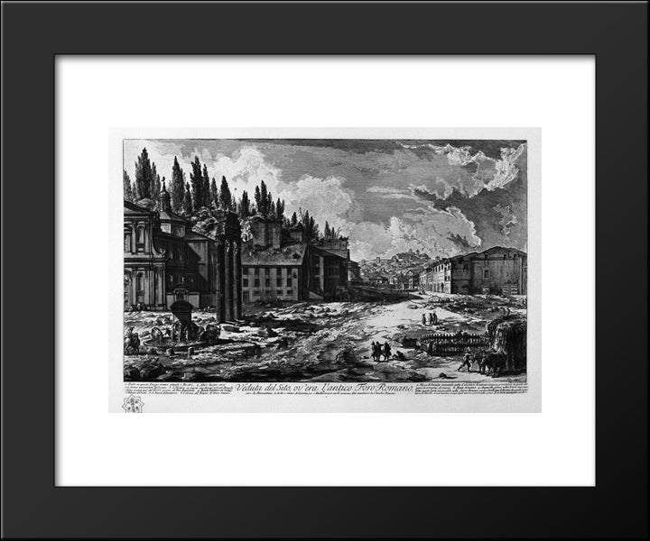 View Of The Site Where Was The Ancient Roman Forum 20x24 Black Modern Wood Framed Art Print Poster by Piranesi, Giovanni Battista