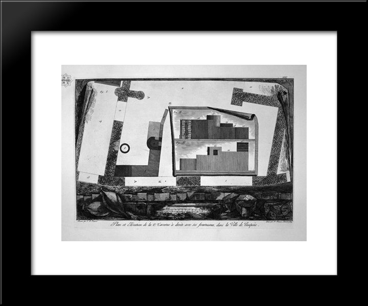 View Of The Tavern Of Pompeii Dedicated To Priapus 20x24 Black Modern Wood Framed Art Print Poster by Piranesi, Giovanni Battista