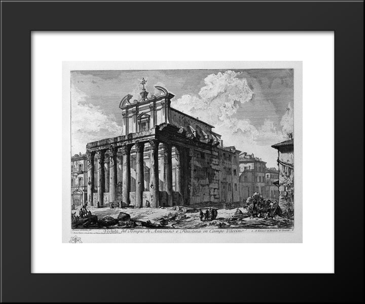 View Of The Temple Of Antoninus And Faustina In The Campo Vaccino 20x24 Black Modern Wood Framed Art Print Poster by Piranesi, Giovanni Battista