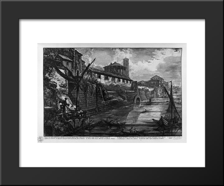 View Of The Tiber Island 20x24 Black Modern Wood Framed Art Print Poster by Piranesi, Giovanni Battista