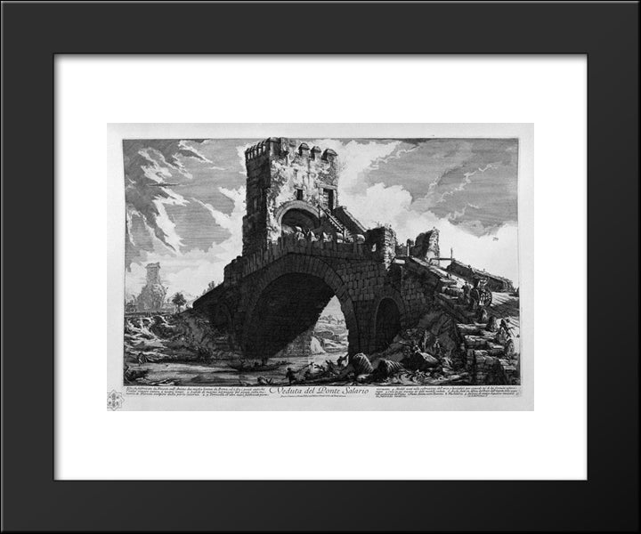 View Of The Tiber On The Ponte Molle, Two Miles Away From Rome 20x24 Black Modern Wood Framed Art Print Poster by Piranesi, Giovanni Battista