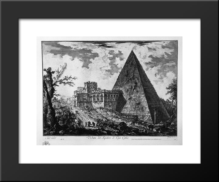 View Of The Tomb Of Caius Cestius 20x24 Black Modern Wood Framed Art Print Poster by Piranesi, Giovanni Battista