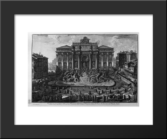 View Of The Trevi Fountain Extensive Anciently Called The Acqua Vergine 20x24 Black Modern Wood Framed Art Print Poster by Piranesi, Giovanni Battista