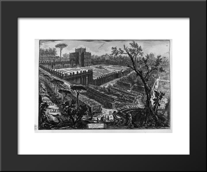 View Of The Villa Albani, Alessandro E M Mr. Card Outside The Porta Salaria 20x24 Black Modern Wood Framed Art Print Poster by Piranesi, Giovanni Battista