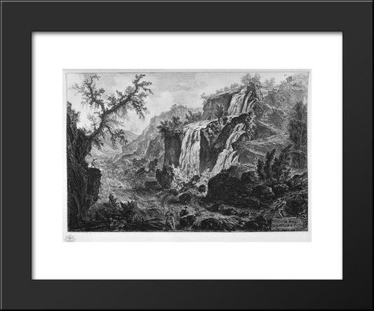 View Of The Waterfalls At Tivoli 20x24 Black Modern Wood Framed Art Print Poster by Piranesi, Giovanni Battista