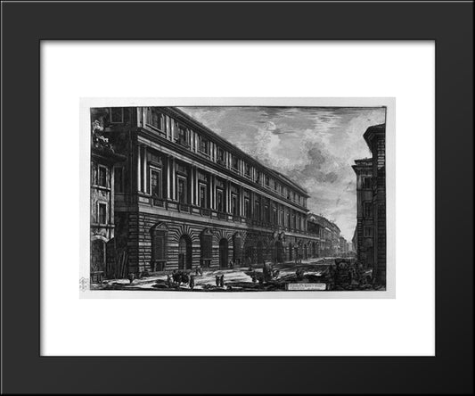 View Of Via Del Corso, The Palace Of The Academy Founded By Louis Xiv, King Of France 20x24 Black Modern Wood Framed Art Print Poster by Piranesi, Giovanni Battista