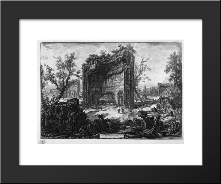 View The Remains Of Factories On The Second Floor Of The Baths Of Titus 20x24 Black Modern Wood Framed Art Print Poster by Piranesi, Giovanni Battista