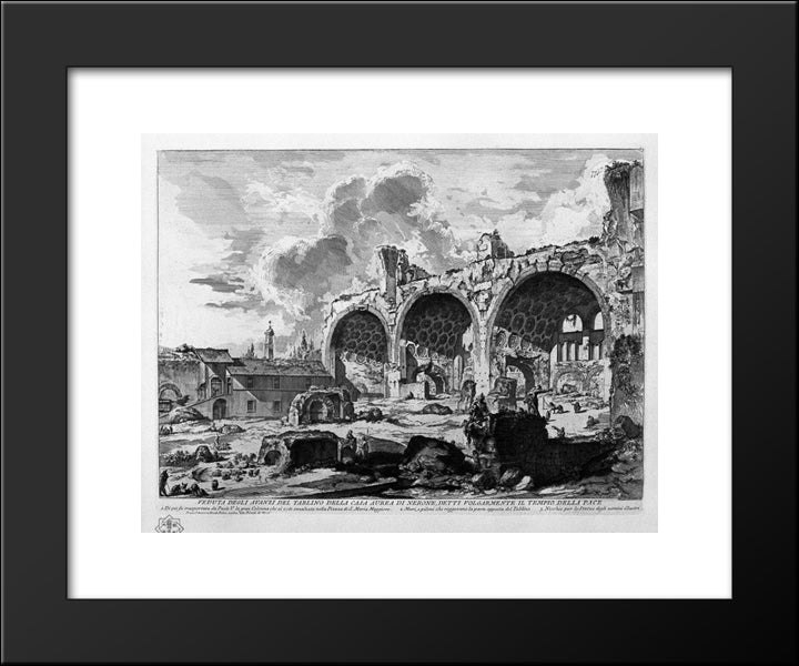 View The Remains Of Nero`S Golden House Tablino, Vulgarly Called The Temple Of Peace 20x24 Black Modern Wood Framed Art Print Poster by Piranesi, Giovanni Battista