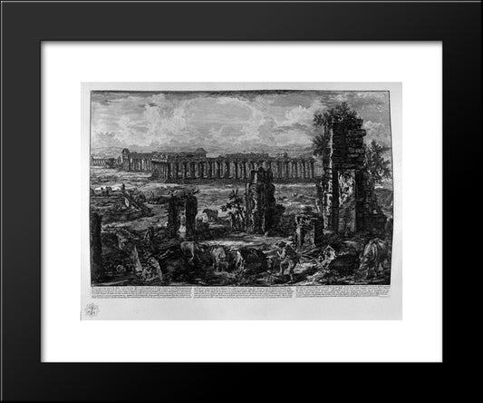 View The Remains Of The Ancient City Of Paestum 20x24 Black Modern Wood Framed Art Print Poster by Piranesi, Giovanni Battista