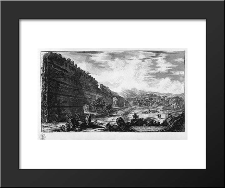 View The Remains Of The Praetorian Castro At Villa Adriana In Tivoli 20x24 Black Modern Wood Framed Art Print Poster by Piranesi, Giovanni Battista