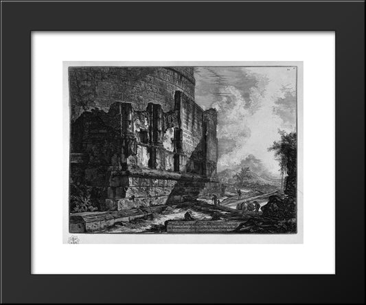 View The Remains Of The Tomb Of The Family Of Plautius The Via Tiburtina Near Ponte Lugano 20x24 Black Modern Wood Framed Art Print Poster by Piranesi, Giovanni Battista