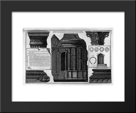 Villa Medici Anagliphus Rome, Etc. (Capitals And Bases) 20x24 Black Modern Wood Framed Art Print Poster by Piranesi, Giovanni Battista