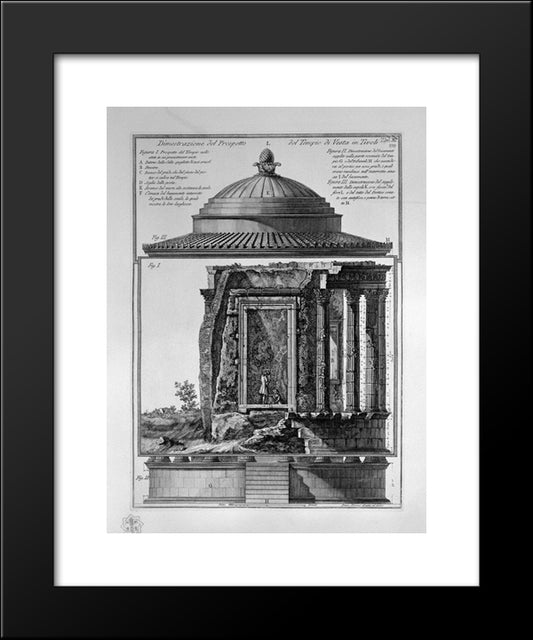 Vista Of The Prospectus Of The Temple Of Vesta In Tivoli 20x24 Black Modern Wood Framed Art Print Poster by Piranesi, Giovanni Battista
