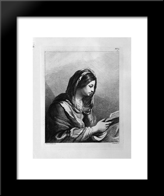 Woman Reading (Half Length) By Guercino 20x24 Black Modern Wood Framed Art Print Poster by Piranesi, Giovanni Battista