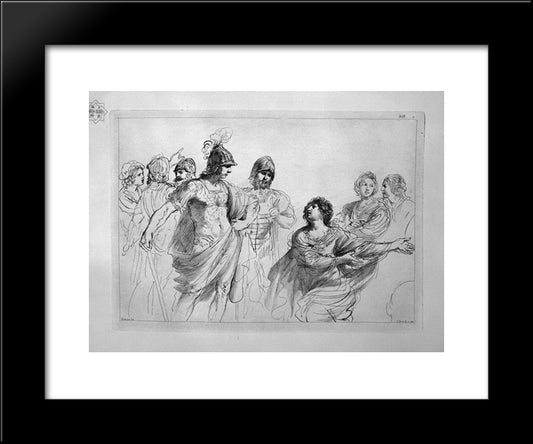 Women And Warriors, By Guercino 20x24 Black Modern Wood Framed Art Print Poster by Piranesi, Giovanni Battista
