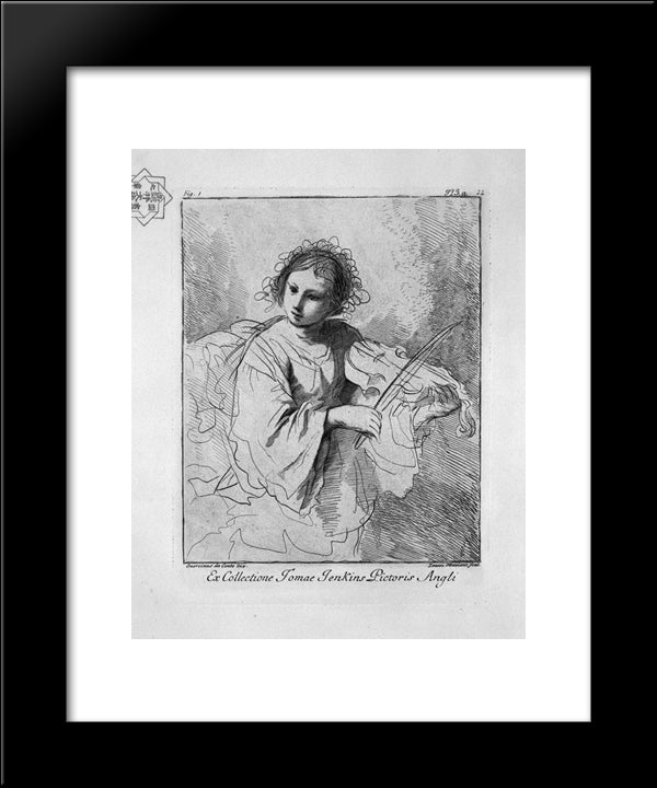 Young Woman Playing The Violin 20x24 Black Modern Wood Framed Art Print Poster by Piranesi, Giovanni Battista