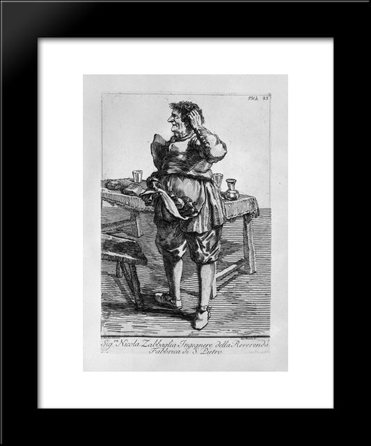 Zabaglia Caricature Of Nicholas, The Reverend Fabric Of St. Engineer Peter 20x24 Black Modern Wood Framed Art Print Poster by Piranesi, Giovanni Battista