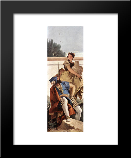 A Seated Man And A Girl With A Pitcher 20x24 Black Modern Wood Framed Art Print Poster by Tiepolo, Giovanni Battista