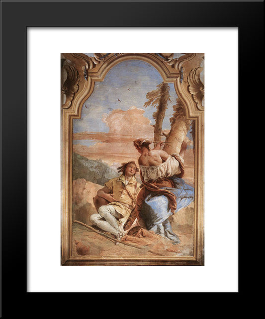 Angelica Carving Medoro'S Name On A Tree 20x24 Black Modern Wood Framed Art Print Poster by Tiepolo, Giovanni Battista