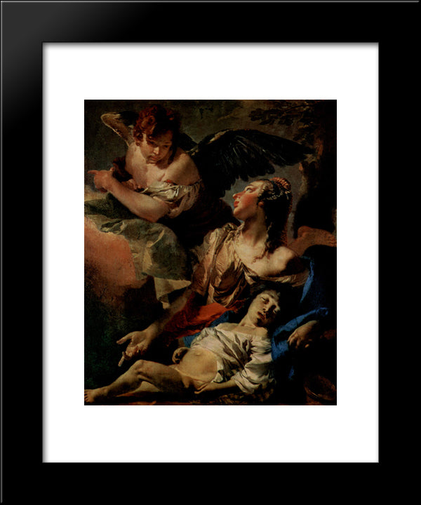 Hagar Assisted By The Angel 20x24 Black Modern Wood Framed Art Print Poster by Tiepolo, Giovanni Battista