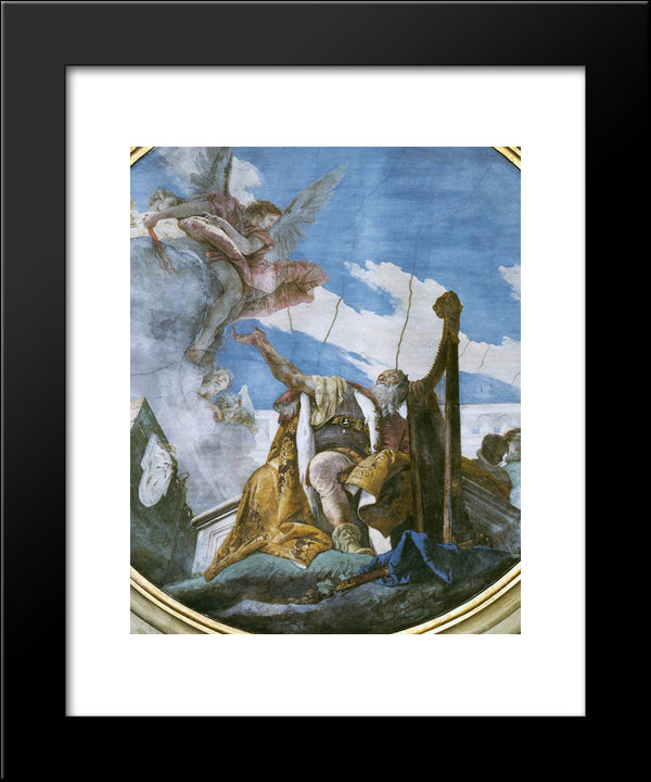 King David Playing The Harp 20x24 Black Modern Wood Framed Art Print Poster by Tiepolo, Giovanni Battista