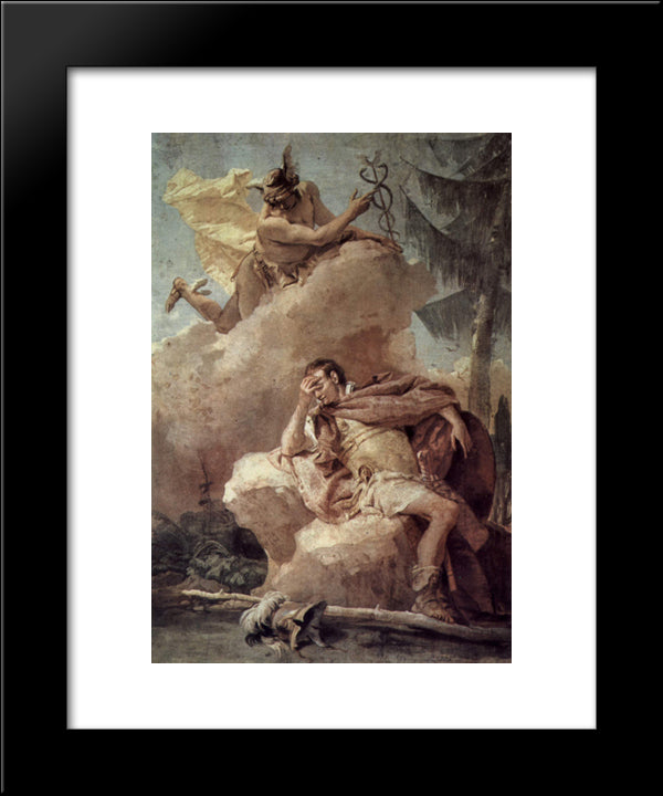 Mercury, From Mercury Exhorting Aeneas To Leave Carthage 20x24 Black Modern Wood Framed Art Print Poster by Tiepolo, Giovanni Battista