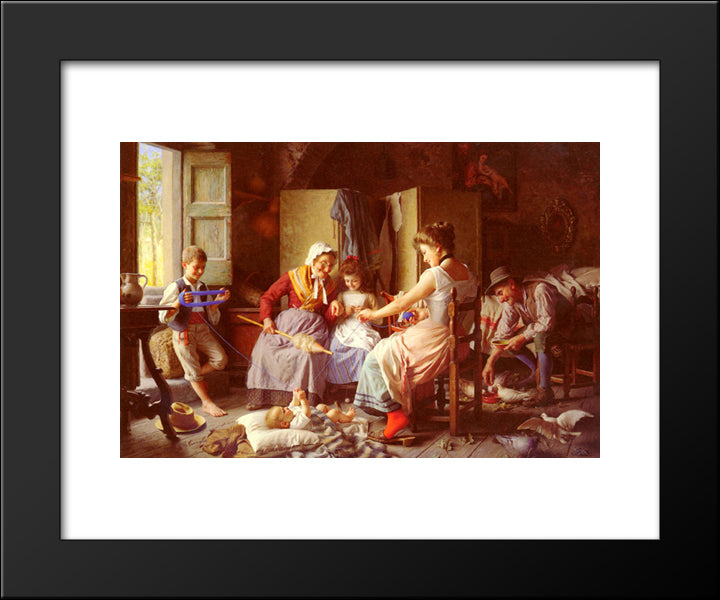 A Happy Family 20x24 Black Modern Wood Framed Art Print Poster by Torriglia, Giovanni Battista
