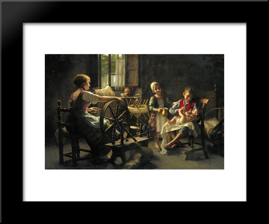 Family In An Interior 20x24 Black Modern Wood Framed Art Print Poster by Torriglia, Giovanni Battista