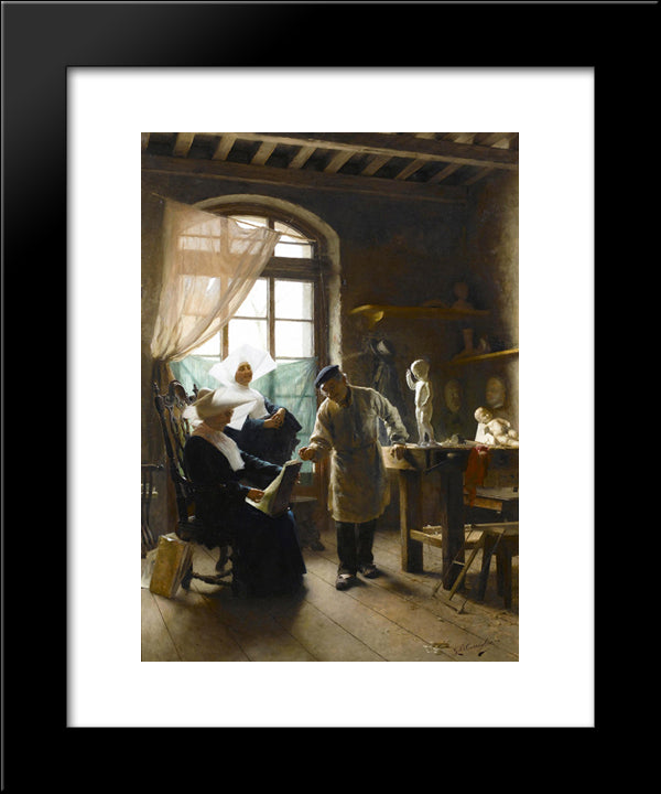 In The Artist'S Studio 20x24 Black Modern Wood Framed Art Print Poster by Torriglia, Giovanni Battista