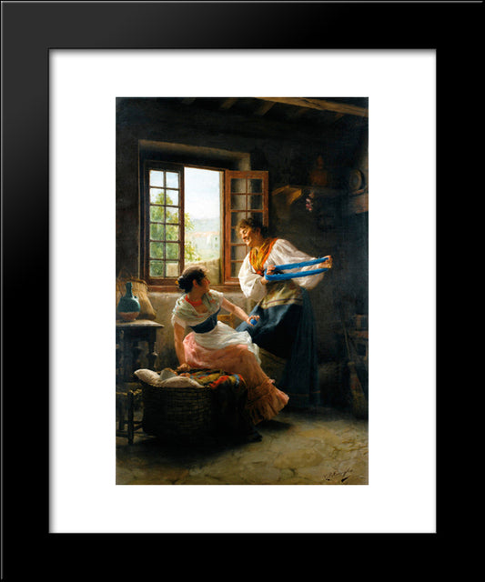 The Wool Winders 20x24 Black Modern Wood Framed Art Print Poster by Torriglia, Giovanni Battista