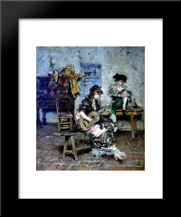 A Guitar Player 20x24 Black Modern Wood Framed Art Print Poster by Boldini, Giovanni