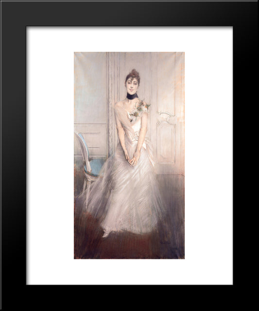 A Portrait Of Emiliana Concha De Ossa 20x24 Black Modern Wood Framed Art Print Poster by Boldini, Giovanni