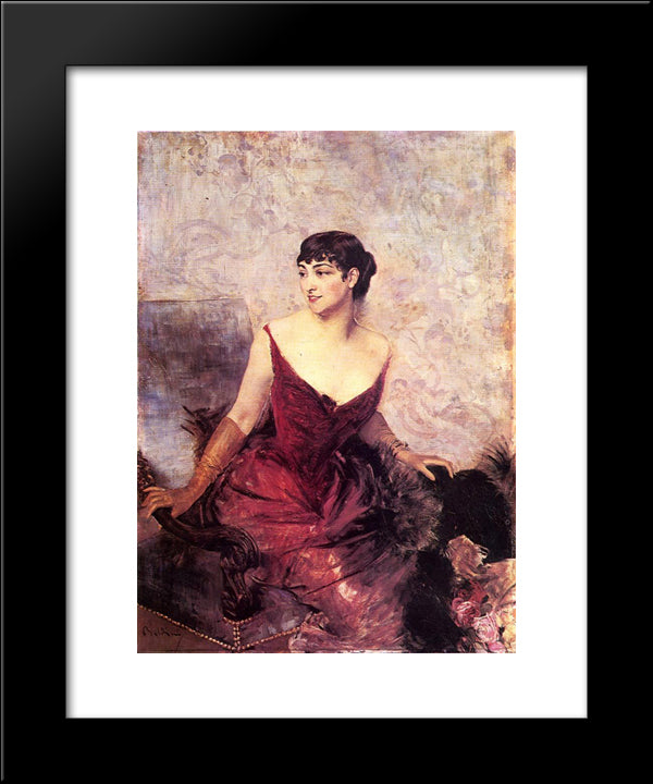 Countess De Rasty Seated In An Armchair 20x24 Black Modern Wood Framed Art Print Poster by Boldini, Giovanni