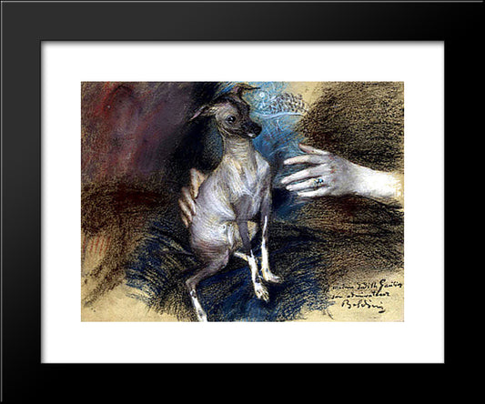 Elegante Au Chien 20x24 Black Modern Wood Framed Art Print Poster by Boldini, Giovanni