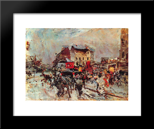 Exit Of A Costumes Ball In Montmartre 20x24 Black Modern Wood Framed Art Print Poster by Boldini, Giovanni